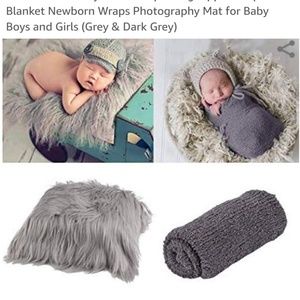 Grey photography mat/wrap/knit hat/bear